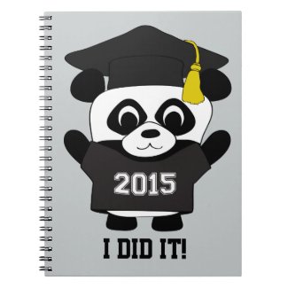 Panda Grad Wearing Black & White 2015 Tee Note Books