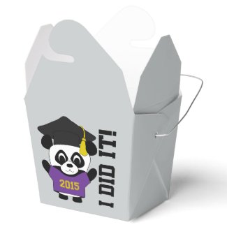 Panda Grad Wearing Purple & Gold 2015 Tee Party Favor Box