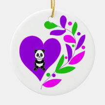 Panda Heart Christmas Ornaments