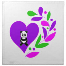 Panda Heart Printed Napkins