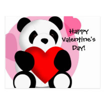 Panda Hearts Valentine's Postcard postcards
