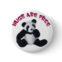 Panda hug pinback button