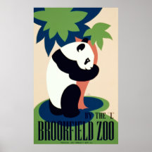 Panda Hugging a Tree Vintage Poster on Canvas Prin