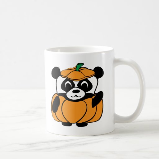 Panda in Cute Pumpkin Costume Coffee Mugs