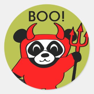 Panda in Devil Costume Trick or Treat Classic Round Sticker