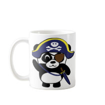 Panda in Navy Blue Pirate Costume Mugs