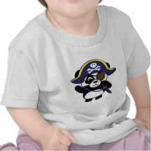 Panda in Navy Blue Pirate Costume Tshirt
