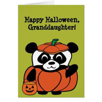Panda in Pumpkin Costume Trick or Treat Greeting Card