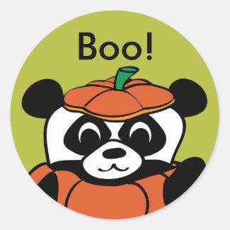 Panda in Pumpkin Costume Trick or Treat Classic Round Sticker