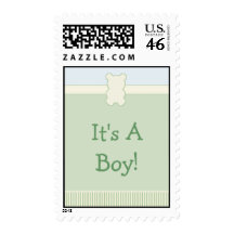 Panda It's A Boy Stamp - Green & Blue