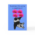 Panda Juggling Zinnias Flower Affirmation Card
