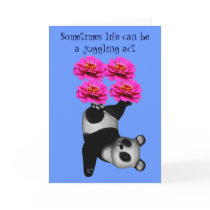 Panda Juggling Zinnias Flower Affirmation Card