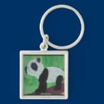 Panda Kids Art Silver Keychain keychains