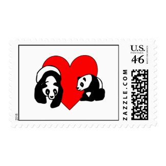 Send some Panda Bear Love Cards With Matching Postage Stamps