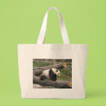 Panda on Log Tote Bags