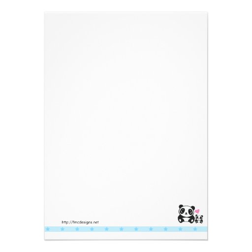 Panda Party Invitation - Blue & Cream