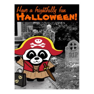 Panda Pirate Princess Trick or Treat Postcard
