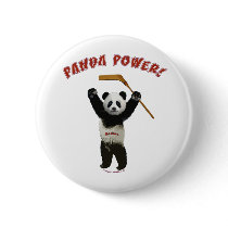 Panda Power Hockey Bear Buttons