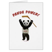 Panda Power Hockey Bear Greeting Cards