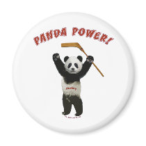 Panda Power Hockey Bear Fridge Magnet