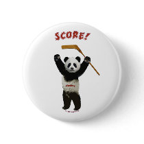 Panda Score Hockey Bear Button