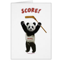 Panda Score Hockey Bear Greeting Card