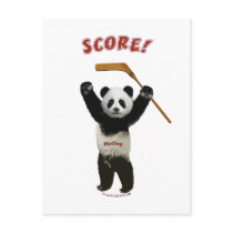 Panda Score Hockey Bear Postcards