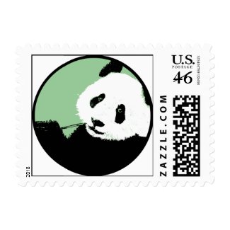panda. seagreen circle. postage