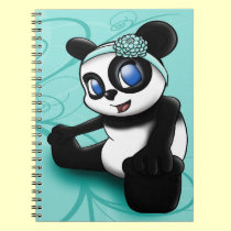 Panda Turquoise Floral Notebook notebooks