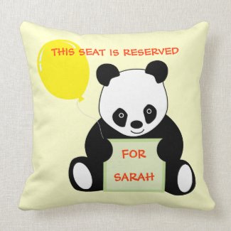 Panda With Ballon Customizable Name Age & More Pillows
