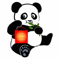 Panda with lantern photo sculptures
