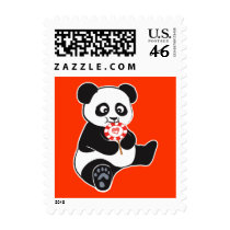 Panda with lollipop postage stamps