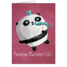 Panda with Mustaches Greeting Card