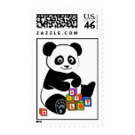 Panda with toy  blocks postage