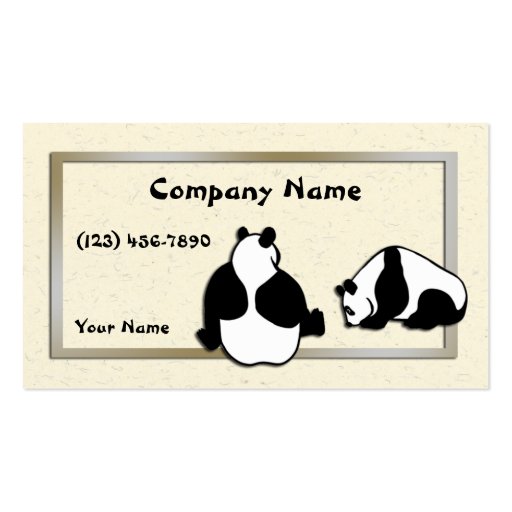 Pandas and rice paper business card (front side)