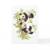 Pandas Playing in a Tree Cards
