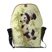 Panda's Playing in a Tree Messenger Bag