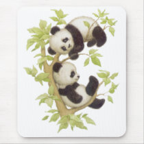 Pandas Playing in a Tree mousepads by fstasu Pandas Playing in a Tree mousepads