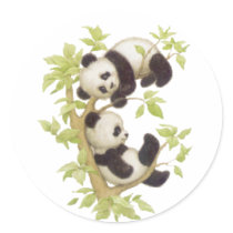 Pandas Playing in a Tree stickers by fstasu Pandas Playing in a Tree stickers
