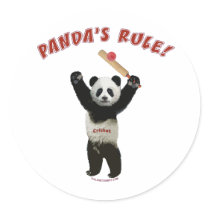 Pandas Rule Cricket Round Sticker