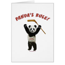 Panda's Rule Hockey Bear Greeting Card