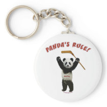 Panda's Rule Hockey Bear Keychains