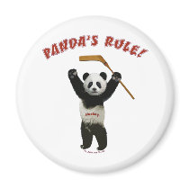 Panda's Rule Hockey Bear Magnets