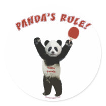 Panda's Rule Ping Pong Round Stickers