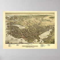 Panorama Birds Eye View of Portsmouth NH 1877 Posters