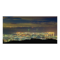 Panorama Kansai Osaka Bay Japan from Mt. Rokko Custom Photo Card
