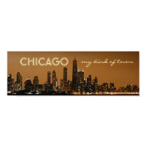 Panoramic Chicago Night Skyline posters by malibuitalian Panoramic Chicago Night Skyline posters
