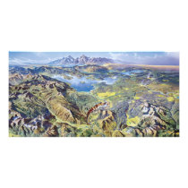 Panoramic Drawing Of Yellowstone Photo Greeting Card