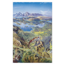 Panoramic Drawing Of Yellowstone Customized Stationery