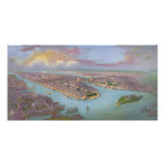 Panoramic Illustration of New York City Photo Greeting Card